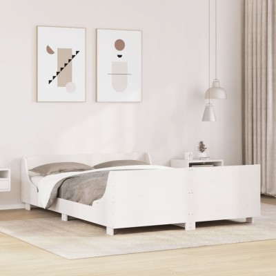 Estructura de cama sin colchón madera de pino blanca 150x200 cm