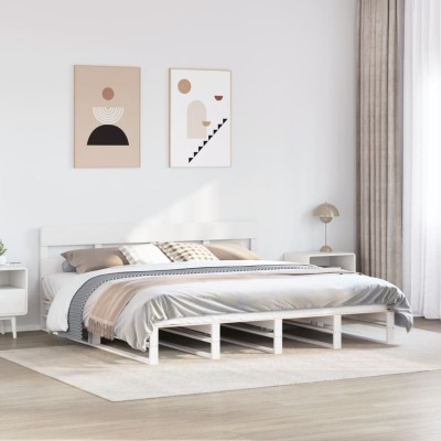 Cama sin colchón madera maciza de pino blanca 180x200 cm
