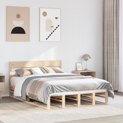 Estructura de cama sin colchón madera maciza de pino 120x190 cm