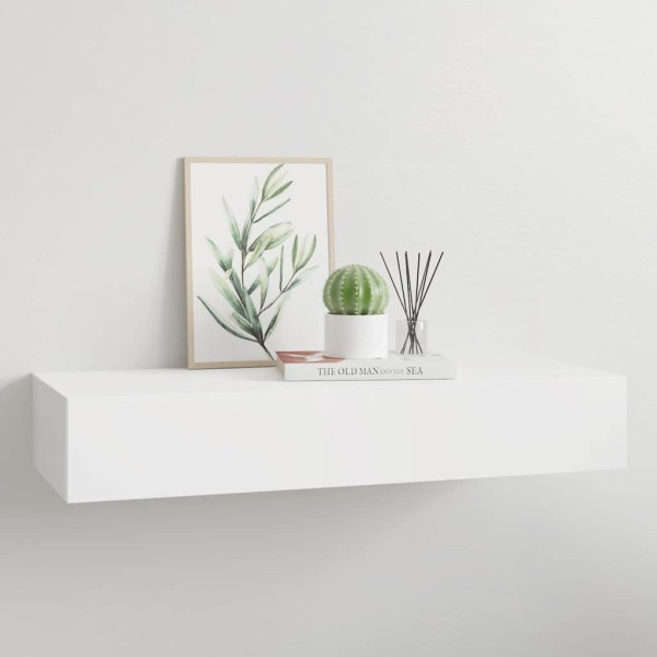 Estante con cajón de pared MDF blanco 60x23,5x10 cm