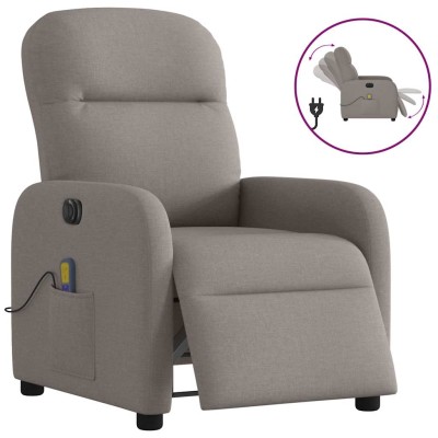 Sillón reclinable de masaje eléctrico tela gris taupe
