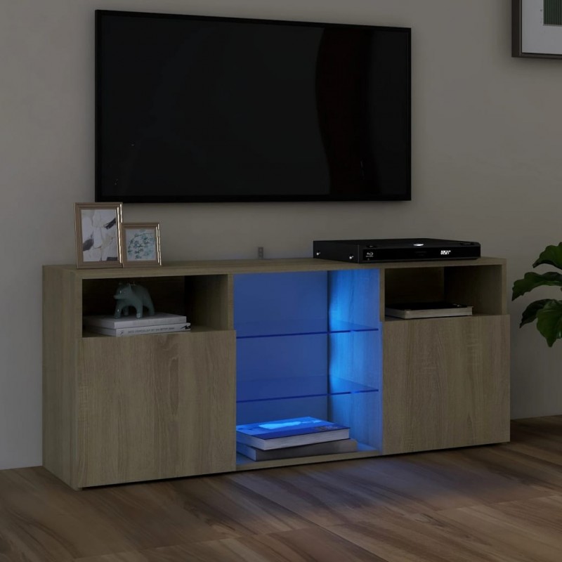 Armario TV con luces LED roble Sonoma 120x30x50 cm