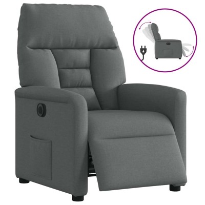Sillón reclinable eléctrico de tela gris oscuro