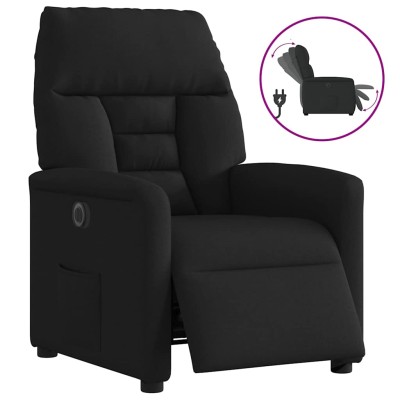 Sillón reclinable eléctrico de tela negro