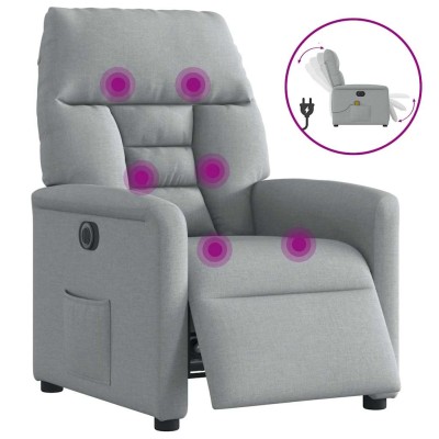 Sillón reclinable de masaje eléctrico tela gris claro