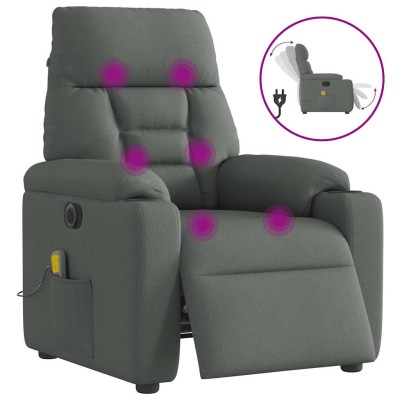 Sillón reclinable de masaje eléctrico tela gris oscuro