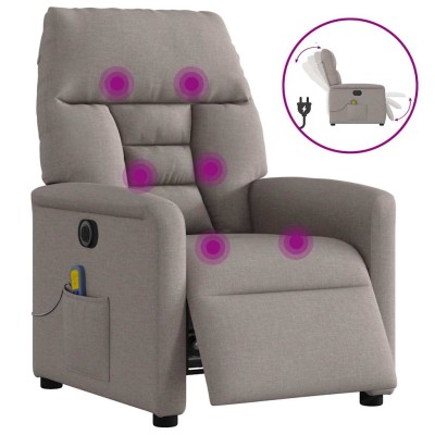 Sillón reclinable de masaje eléctrico tela gris taupe