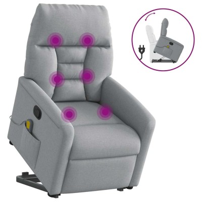 Sillón de masaje reclinable de pie de tela gris claro