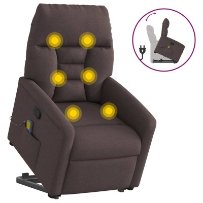 Silla de masaje reclinable de pie de tela marrón oscuro