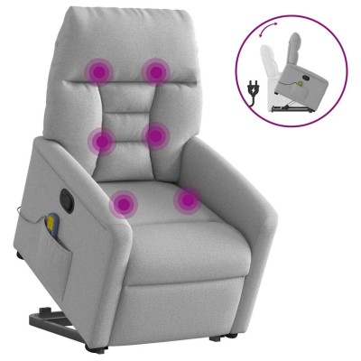 Sillón de masaje reclinable de pie de tela gris nube
