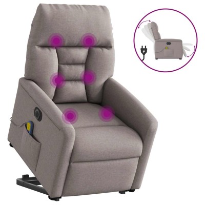Sillón de masaje eléctrico reclinable elevable tela taupé