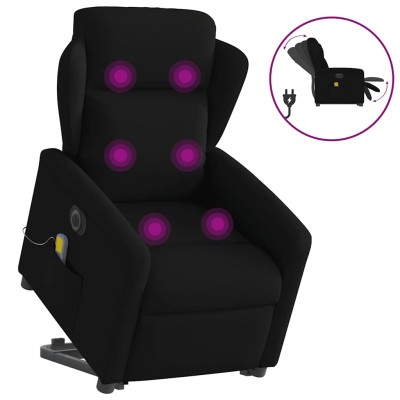 Sillón de masaje eléctrico reclinable elevable tela negro