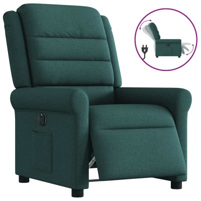 Sillón reclinable eléctrico tela verde oscuro
