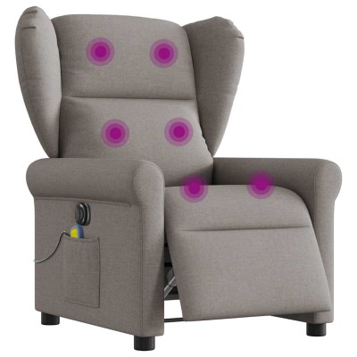 Sillón reclinable de masaje eléctrico tela gris taupe