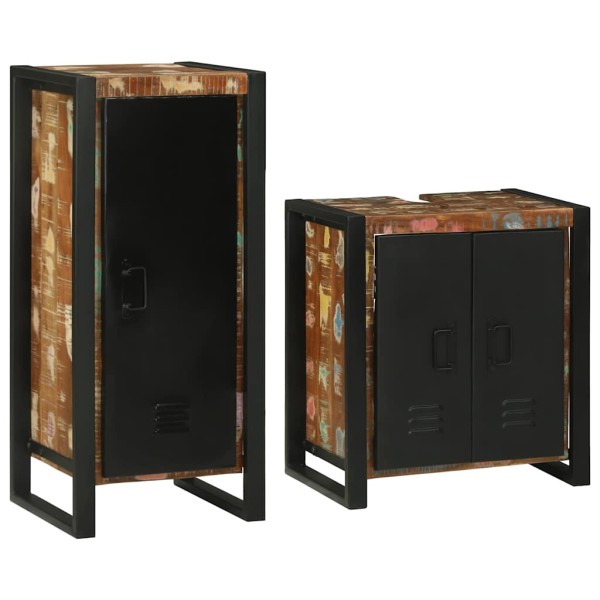 Juego de muebles de baño 2 pcs Madera reciclada maciza