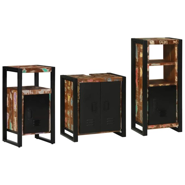 Juego de muebles de baño 3 pcs Madera reciclada maciza