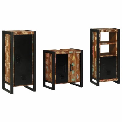 Juego de muebles de baño 3 pcs Madera reciclada maciza