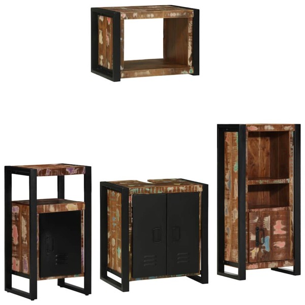 Juego de muebles de baño 4 pcs Madera reciclada maciza
