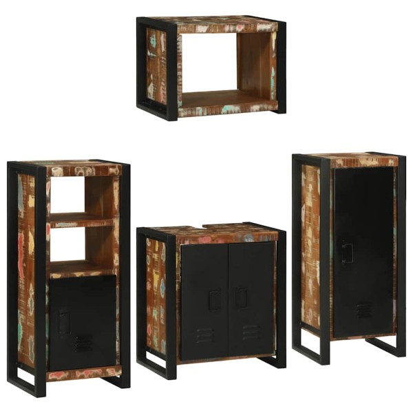 Juego de muebles de baño 4 pcs Madera reciclada maciza
