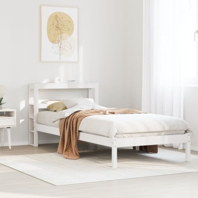 Estructura de cama sin colchón madera maciza blanca 75x190 cm