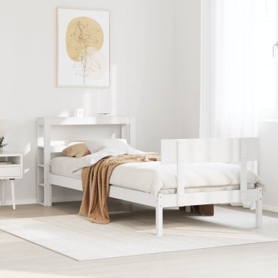 Estructura de cama sin colchón madera maciza blanca 75x190 cm