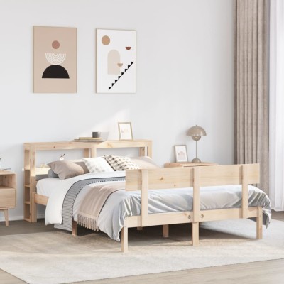 Estructura de cama sin colchón madera maciza de pino 120x190 cm