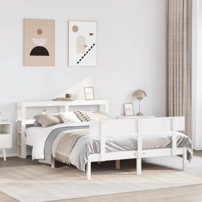 Estructura de cama sin colchón madera maciza blanca 120x190 cm