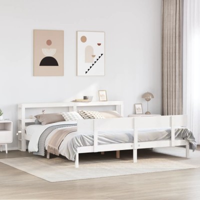 Cama sin colchón madera maciza de pino blanca 180x200 cm