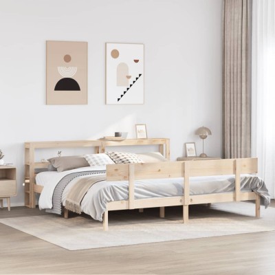 Estructura de cama sin colchón madera maciza de pino 200x200 cm