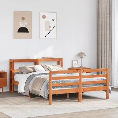 Estructura de cama sin colchón madera maciza marrón 120x190 cm