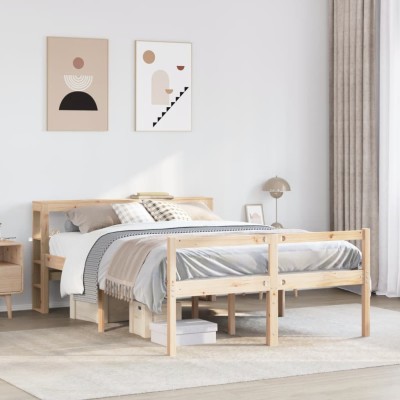 Cama personas mayores y cabecero madera maciza pino 120x190 cm