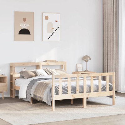 Estructura de cama sin colchón madera maciza de pino 160x200 cm