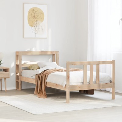 Estructura de cama con cabecero madera maciza pino 75x190 cm