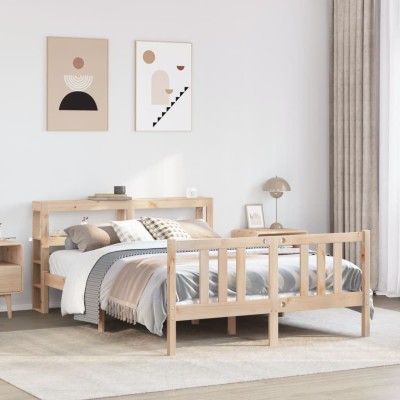 Estructura de cama con cabecero madera maciza pino 120x200 cm