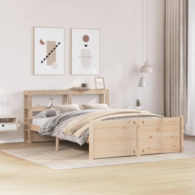 Estructura de cama con cabecero madera maciza pino 120x200 cm