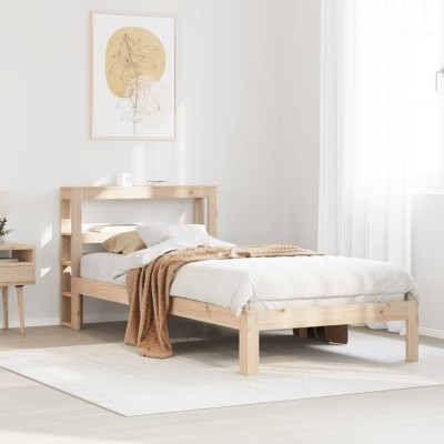 Estructura de cama con cabecero madera maciza de pino 90x200 cm