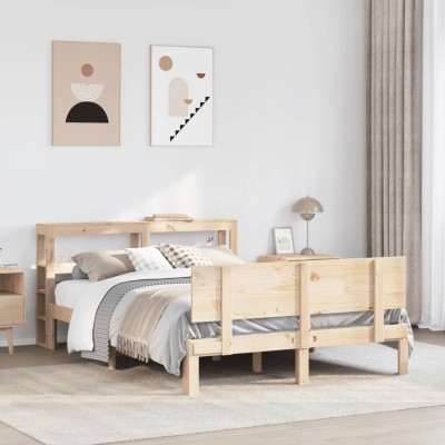 Estructura de cama con cabecero madera maciza pino 160x200 cm