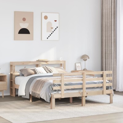 Estructura de cama con cabecero madera maciza pino 120x190 cm