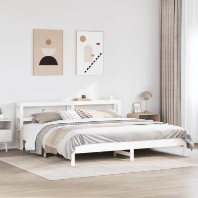 Estructura de cama sin colchón madera maciza blanca 200x200 cm