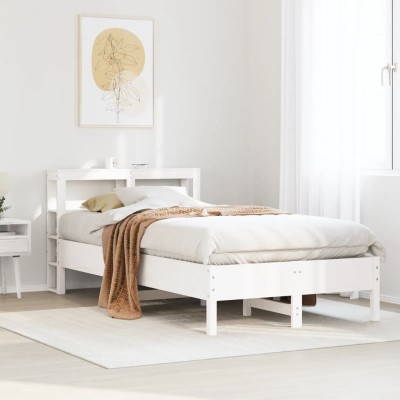 Estructura de cama sin colchón madera maciza blanca 120x190 cm