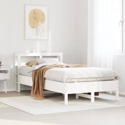 Estructura de cama sin colchón madera maciza blanca 75x190 cm