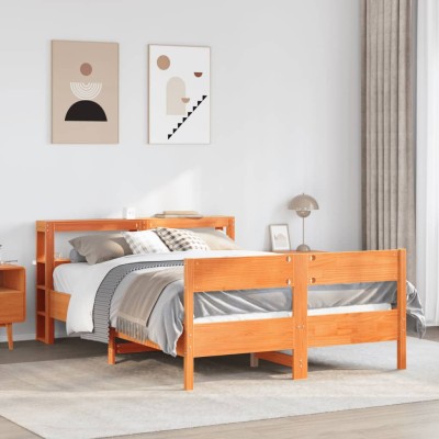 Estructura de cama sin colchón madera maciza marrón 120x190 cm