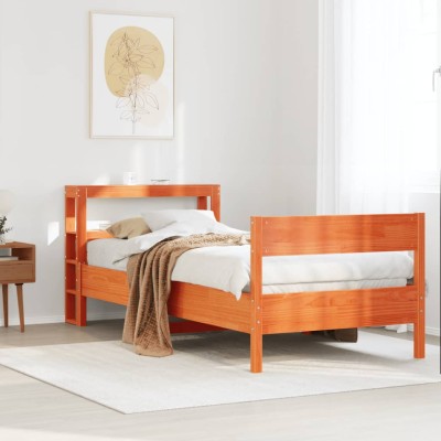 Estructura de cama sin colchón madera maciza marrón 75x190 cm
