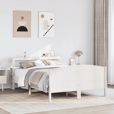 Estructura de cama sin colchón madera de pino blanca 120x200 cm