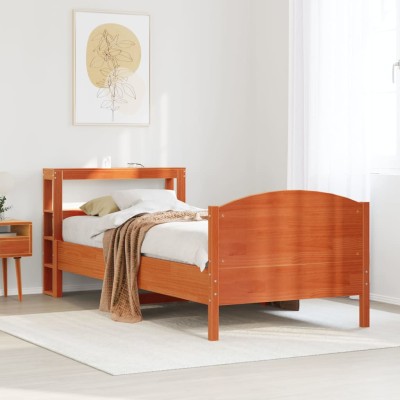 Estructura de cama sin colchón madera maciza marrón 75x190 cm