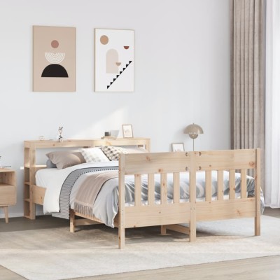 Estructura de cama sin colchón madera maciza de pino 160x200 cm