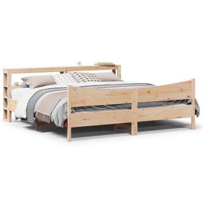 Estructura de cama con cabecero madera maciza pino 180x200 cm