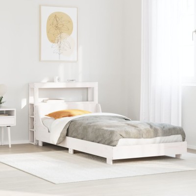 Estructura de cama sin colchón madera maciza blanca 75x190 cm