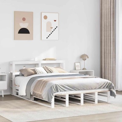 Estructura de cama sin colchón madera de pino blanca 120x200 cm