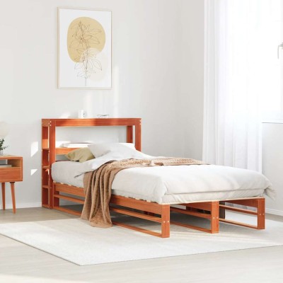 Estructura de cama sin colchón madera maciza marrón 75x190 cm